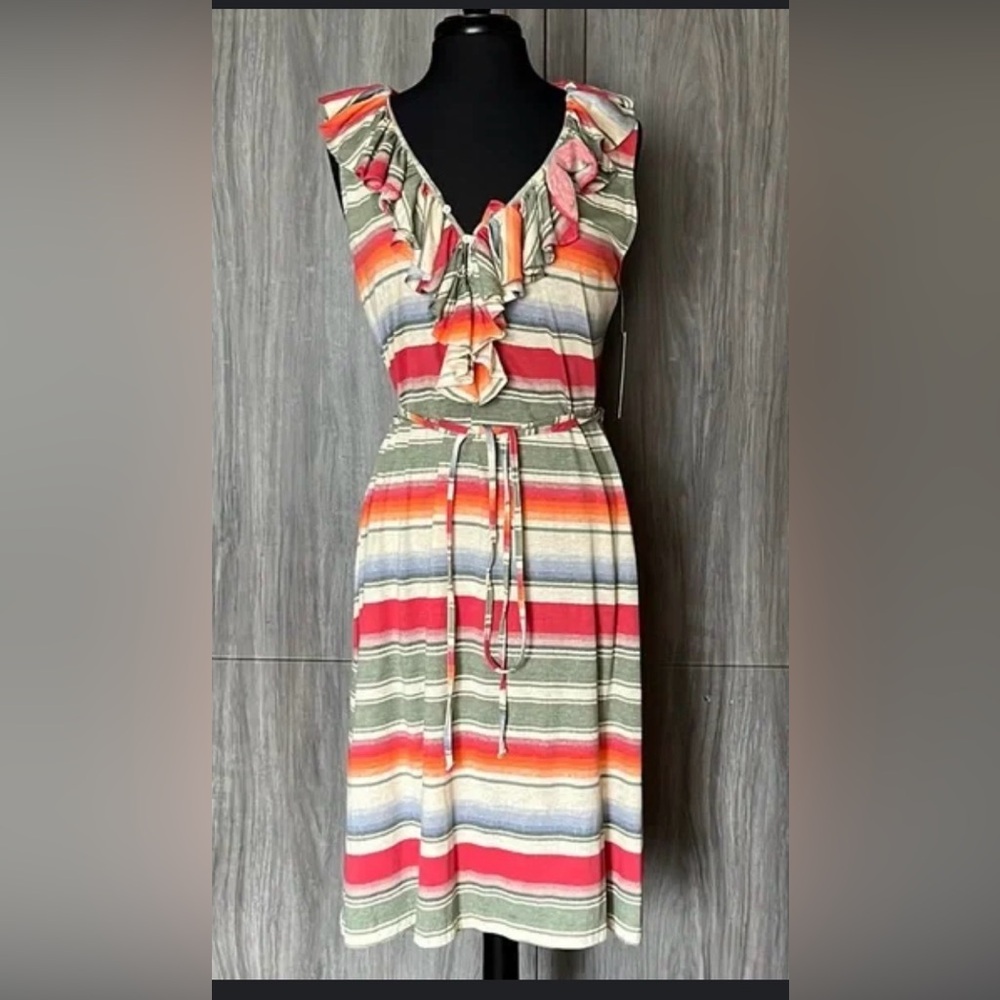 Striped Multicolor Ruffle Dress